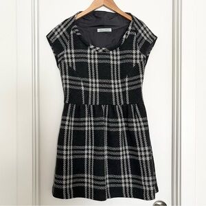 Geren Ford Tweed Plaid Mini Dress Size S Gray Fit Flare Elegant Old Money Preppy